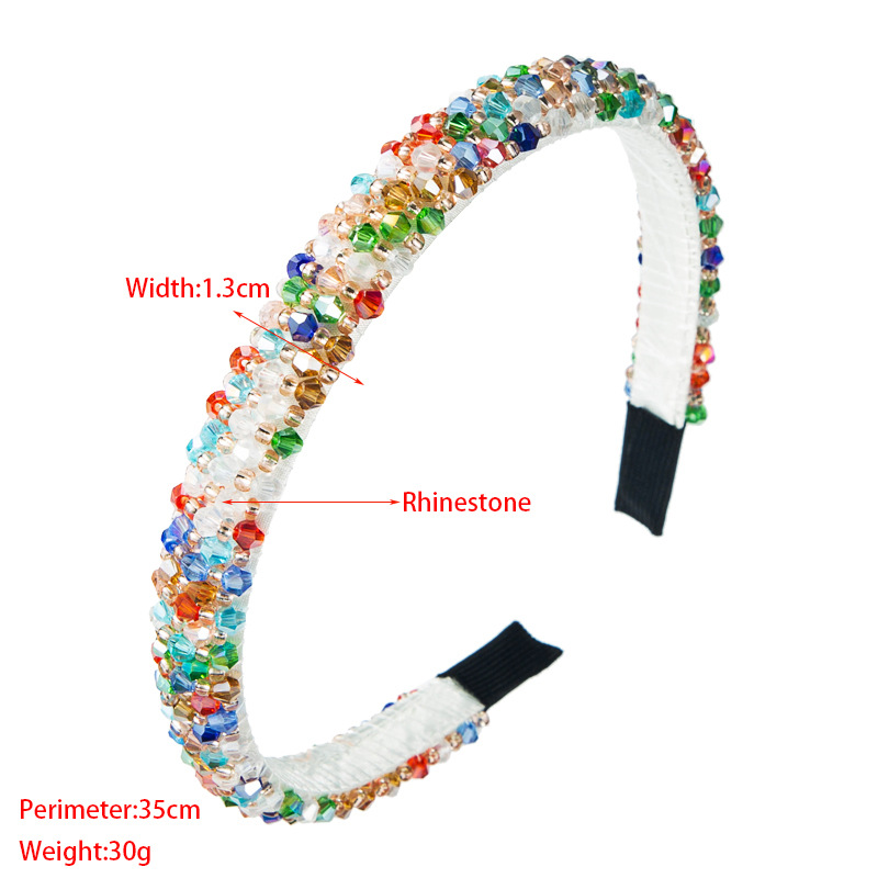 Retro Thin Edge Crystal Hand-beaded Solid Color Headband display picture 13
