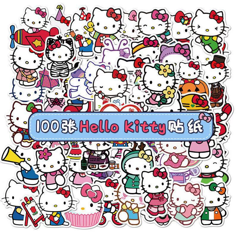 Набор стикеров Hello Kitty — мультяшные наклейки для ноутбука и телефона с коробкой для хранения