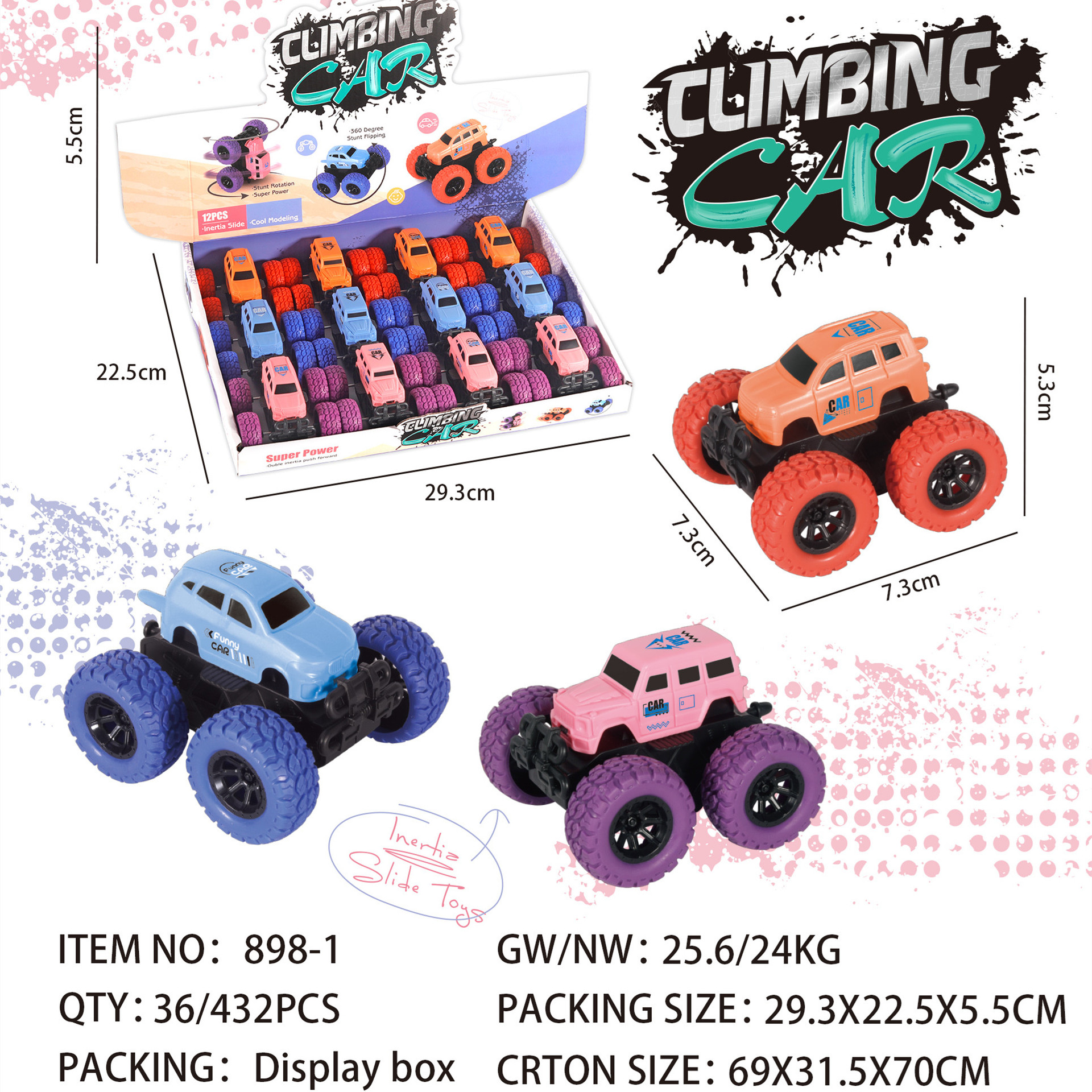 Floor stall toy four-wheel stunt inertia off-road vehicle children boy Bigfoot car model toy car wholesale