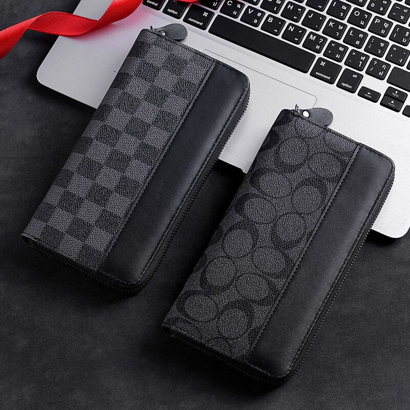 Long Men's Wallet, Mobile Phone Bag, Plaid Zipper Wallet, Large Capacity Clutch Bag, Practical Men's Wallet, Large Capacity