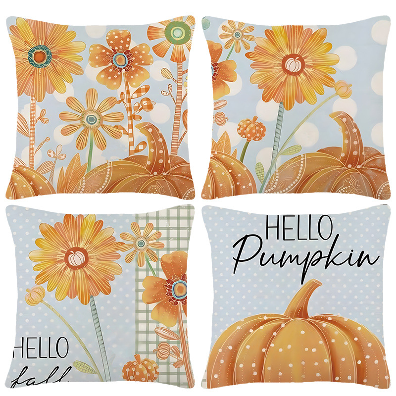 Amazon Cross-Border Autum Printing Series Cushion Cover Factory Direct Sales Home Sofa Decoration Linen Pillow Cover