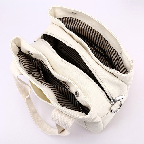 Women's canvas bag, multi-port handbag, Korean style shoulder bag, large capacity women's bag, fashionable small bag, crossbody bag for work