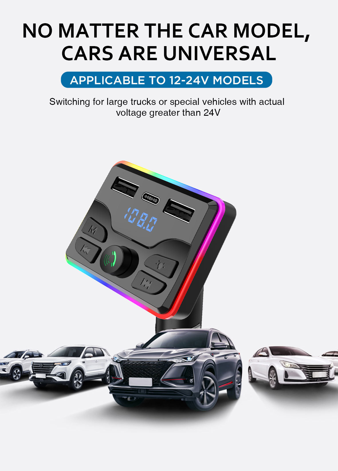 M51 car mp3 bluetooth player U disk music PD charger fast charge hands-free call receiver FM transmitter