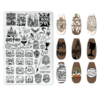 Dırnaq bəzəkləri | Bow Cartoon Line Frosted Stamping - happy-098-with-back-plate