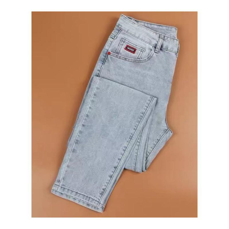 Jean brodé de luxe léger pour hommes, pantalon droit slim élastique, styles fins pour le printemps et l'automne, lavable polyvalent_voghion.com