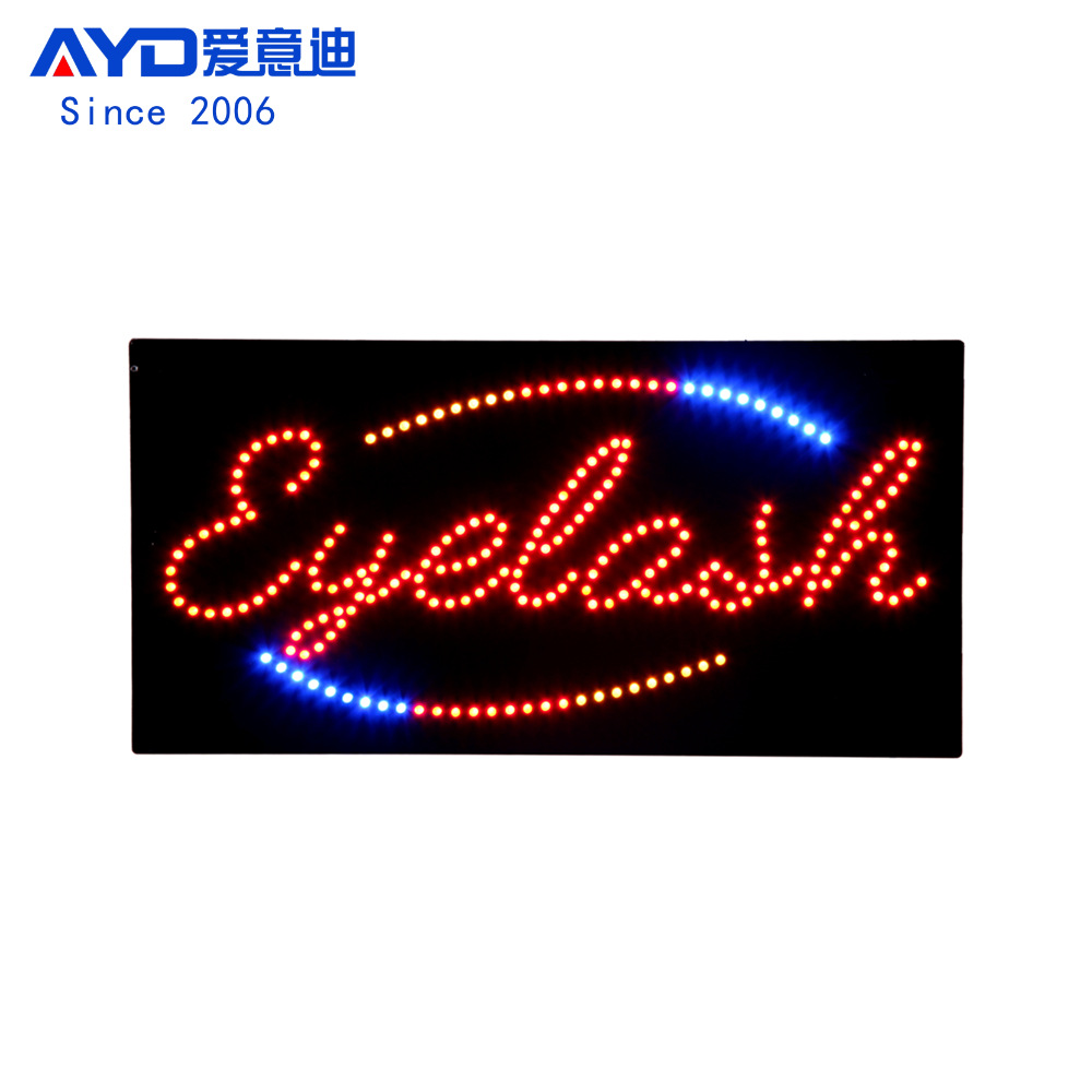 厂家出口货源 LED广告牌睫毛标识灯牌 LED EYELASH SIGN 24x48cm