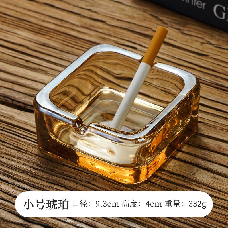 Cenicero de vidrio de cristal exquisito de moda cuadrado cigarrillo ligero de lujo sala de estar Cenicero de alta calidad creativo para el hogar pequeño exquisito