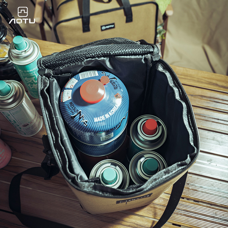 屋外キャンプ場ランプ収納バッグ野外携帯用厚手衝突防止カード式炉ガスタンク収納バッグ高温防止10l