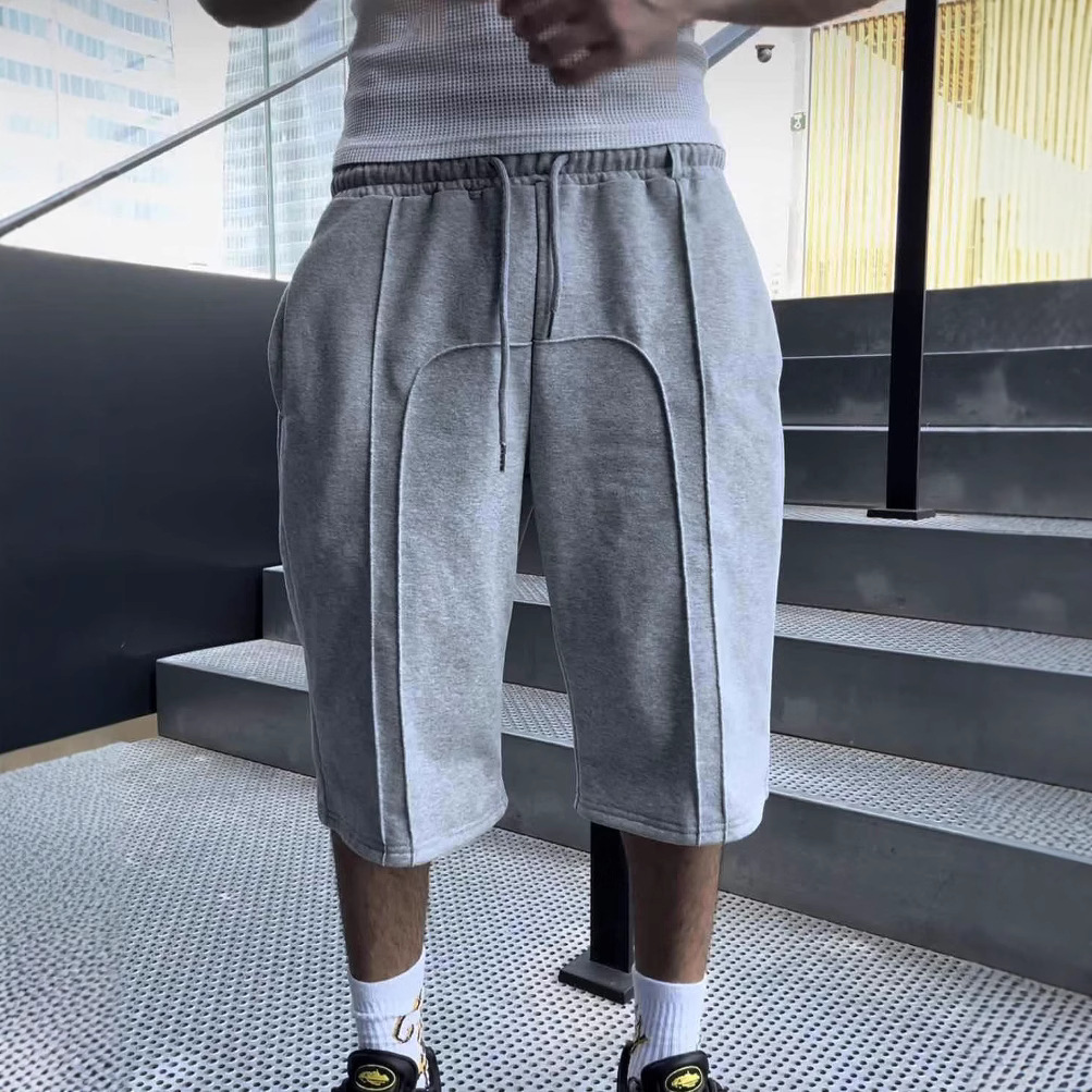 Pantalones cortos deportivos elásticos con cordón para hombre, estilo europeo, comercio exterior transfronterizo, moda urbana, hip-hop, holgados, rectos, informales