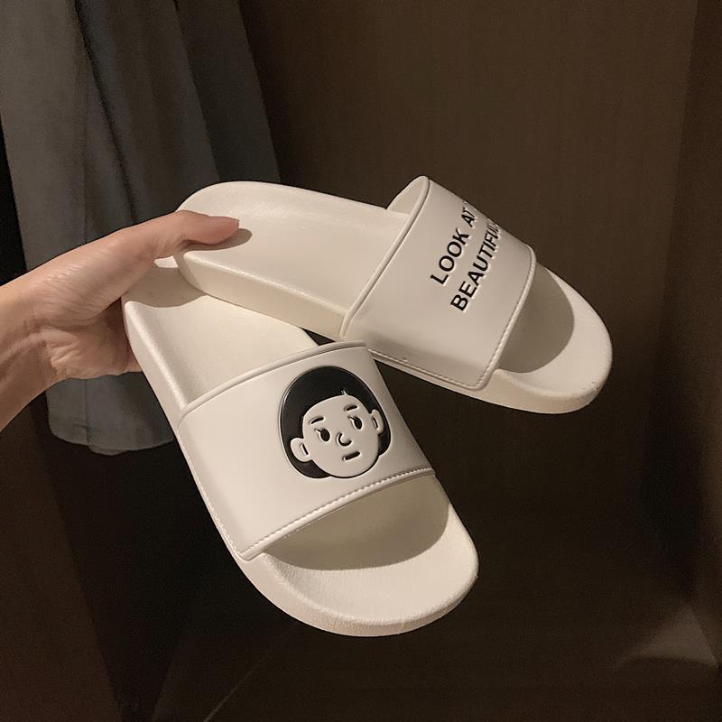 Japanese and Korean Ins Style Cartoon Couple Slippers for Women Summer Indoor and Outdoor Wear Casual Non-Slip Soft Bottom Beach Sandals for Men