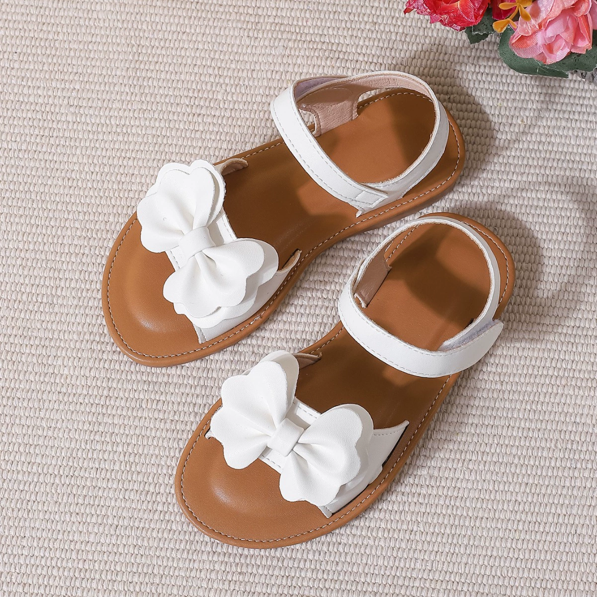 Трансграничные девушки внешней торговли 2024 летние модели простые и удобные плоские туфли повседневные банты на открытом воздухе