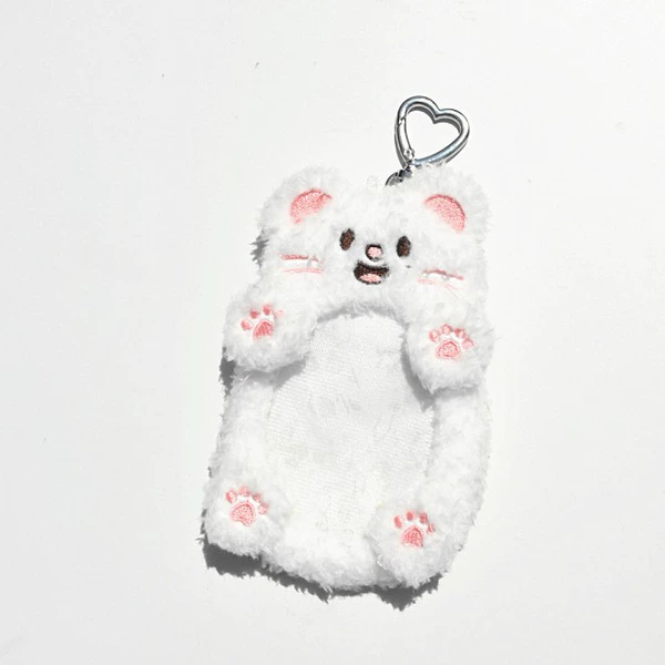 White cat card holder with palm embroidery