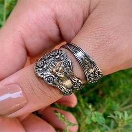 邦捷波西米亚花朵蜂蜜开口可调节戒指复古时尚女士个性珠宝戒指