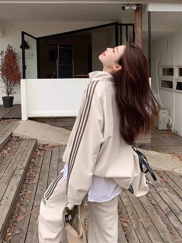 跨境大码秋季时尚新款卫衣休闲运动套装女宽松遮肚显瘦两件套胖mm|undefined