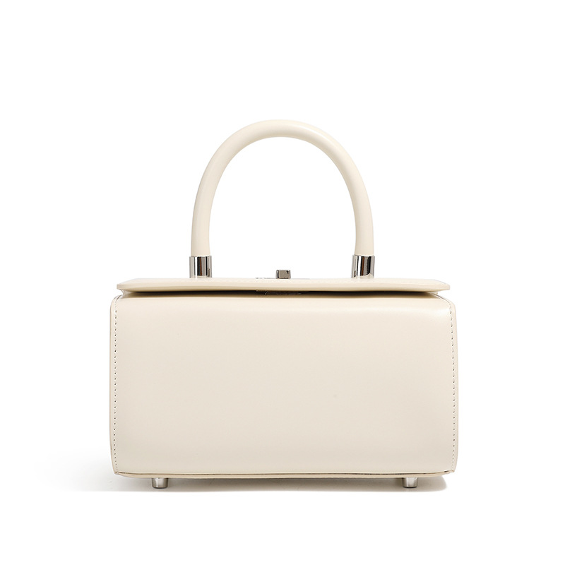 Luxury Cowhide Small Square Handbag For Women 2026 Spring/Summer Fashion Minimalist Shoulder Crossbody Doctor Box Bag - Thumbnail 6