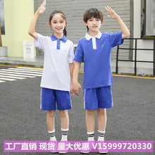 深圳市统一校服套装蓝白色纯棉夏秋装速干小学生班服儿童运动服批