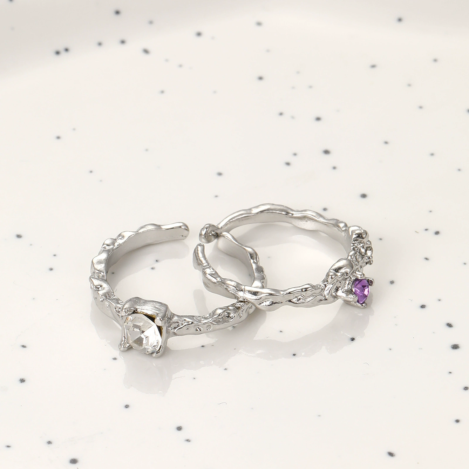 Creative brand adjustable zirconium with amethyst, light luxury style