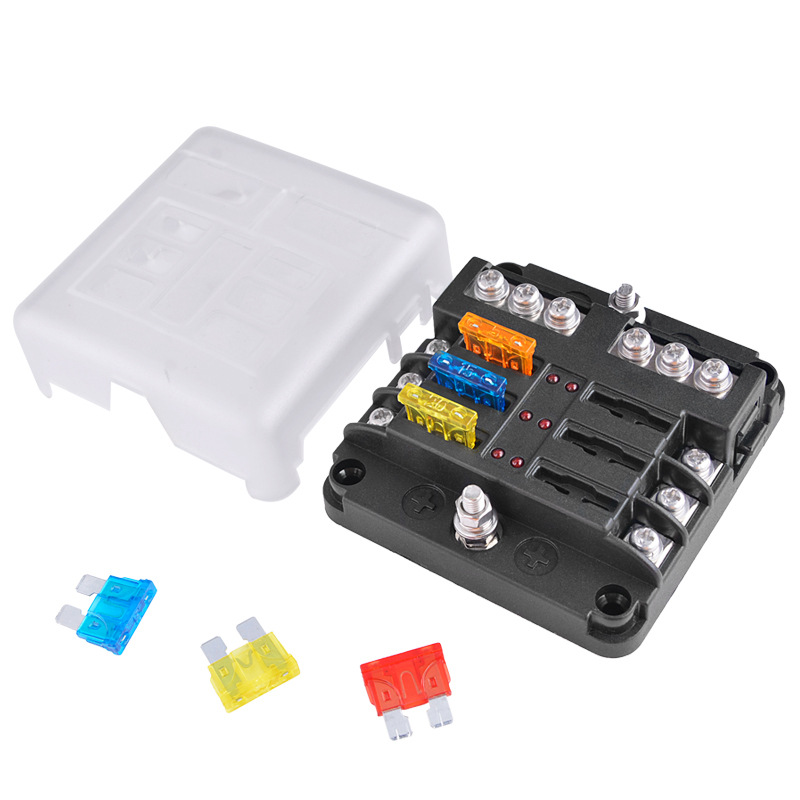 汽车多路保险丝盒6路正负极插片式螺丝款保险丝座车船保险丝盒