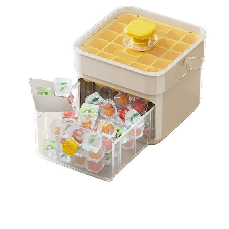Лоток для льда прессового типа, форма для кубиков льда, пищевой холодильник большой емкости, хранилище льда с ручкой, артефакт для изготовления льда