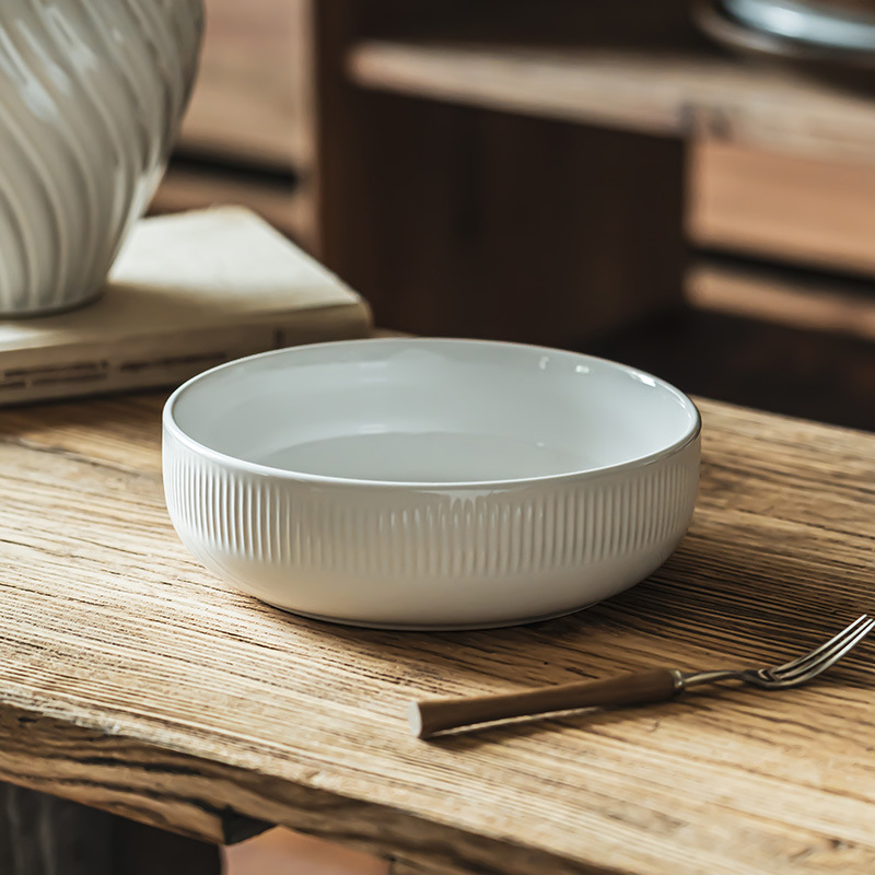 Luz y lujo de alta calidad, plato cerámico profundo de color sólido, plato vertical, plato de cocina grande, plato de cocina