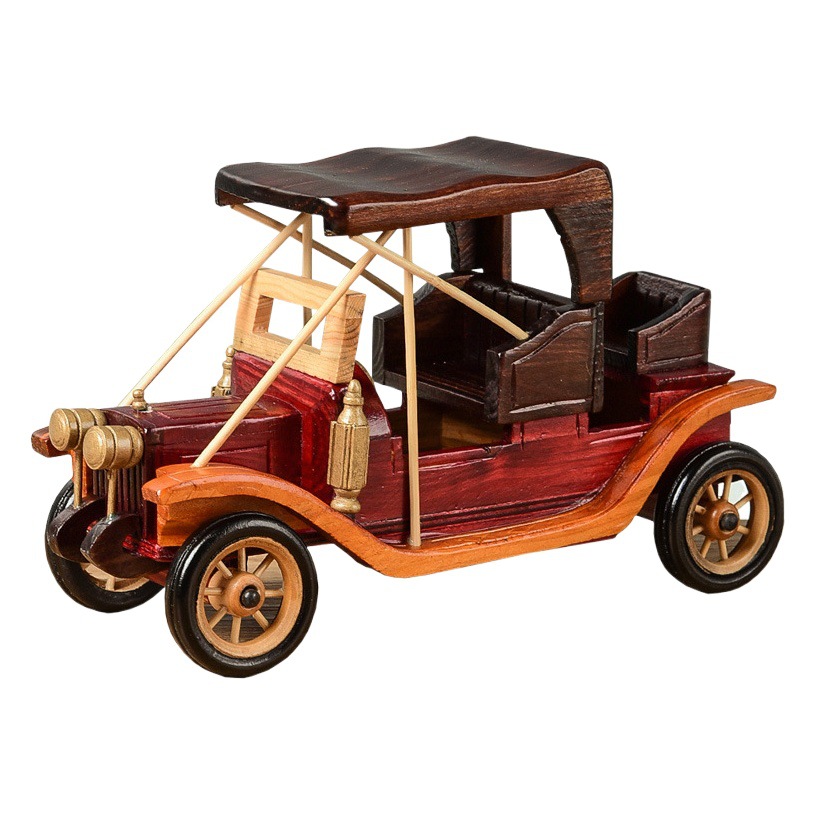 Retro clásico de madera decoración del coche creativo hogar escritorio clásico coche modelo decoración artesanía de madera