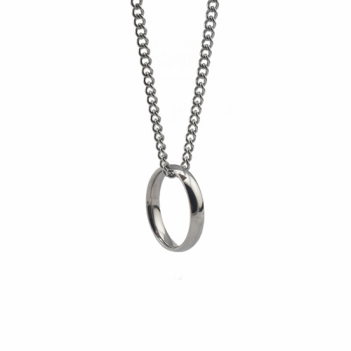 Wang Yibo same item chain for men and women trendy couple personalized simple versatile Harajuku style round ring pendant necklace