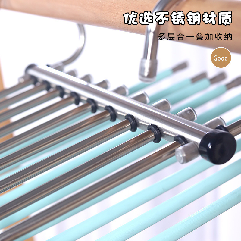 クロスボーダー折りたたみパンツラック多機能パンツハンガー多層シームレス家庭用マジックパンツクリップワードローブ収納パンツハンガー|undefined