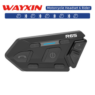 R6S Helmet Headphones Motorcycle Walkie-Talkie Helmet Walkie-Talkie 6-Person Bluetooth Walkie-Talkie Headset 1200m
