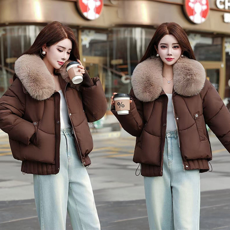 短款棉服大毛领棉袄冬季2025新款防寒甜美风棉衣女士加厚保暖女装