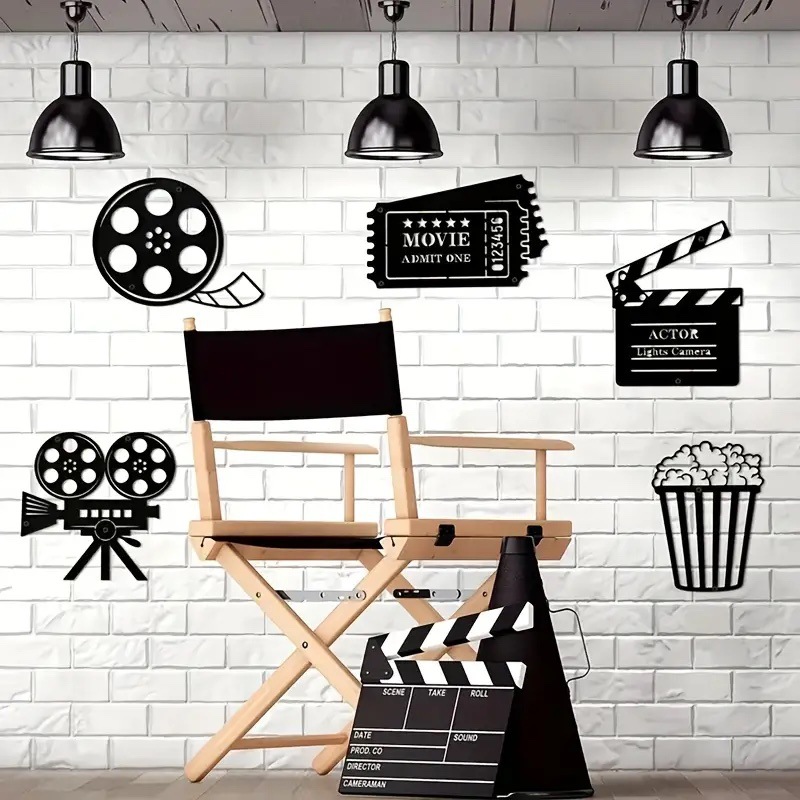 A229/500 Cinema Decoration Movie Ticket Projector Metal Wall Hanging 5 Pieces Movie Theater