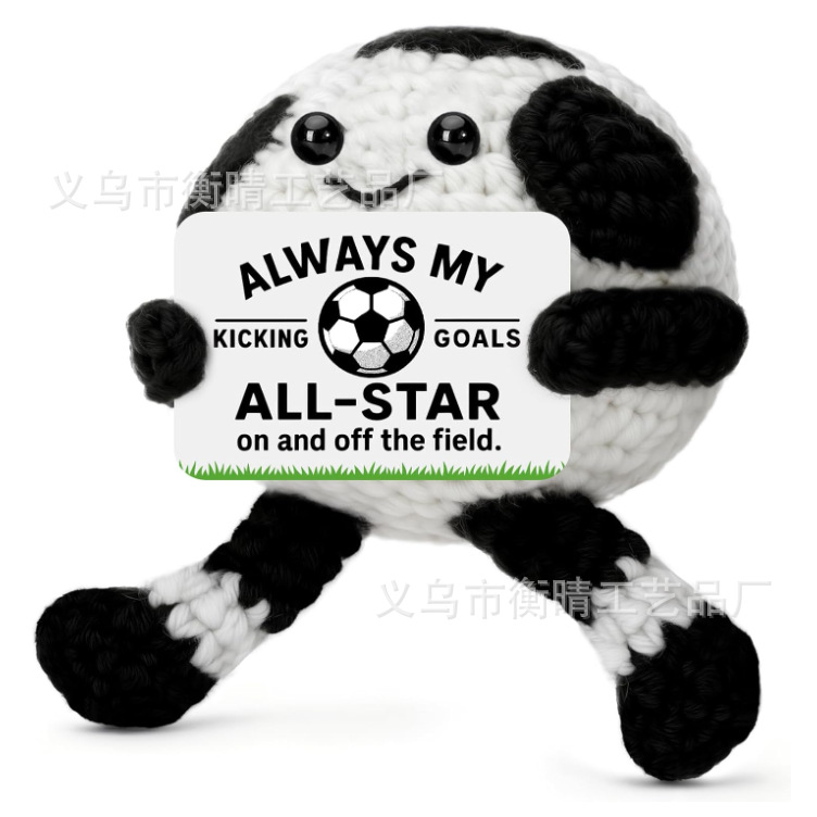 クロスボーダー爆金バドミントン抱っこカードシリーズ正エネルギー純手作業鉤織製品激励志解凍毛糸人形