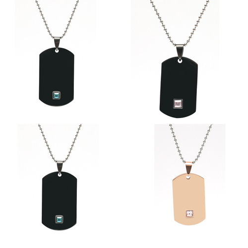 European and American-style trendy, personalized military tag necklace with engraved 