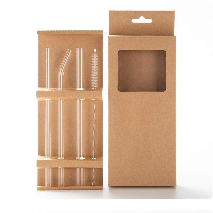 Niños dobles ins paja de vidrieras reutilizables traje de paja de vidrio transparente resistente al calor al por mayor