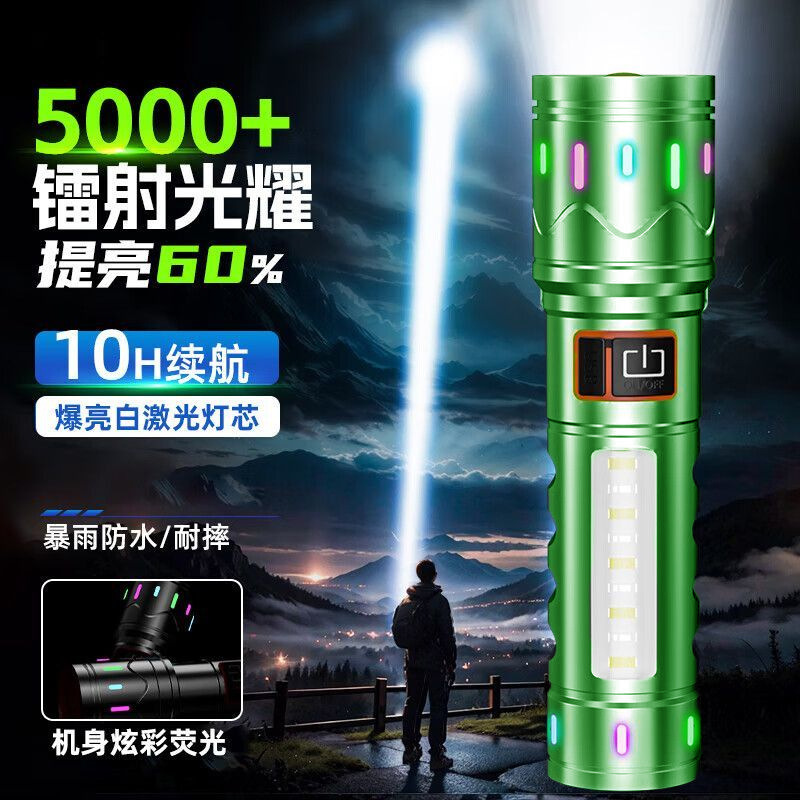 Linterna de luz fuerte transfronteriza, carga portátil multifuncional para exteriores, batería de larga duración, linterna con zoom súper brillante