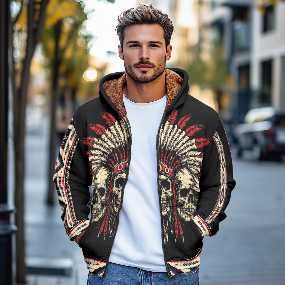 Cardigan con cappuccio da uomo con zip per inverno_voghion.com