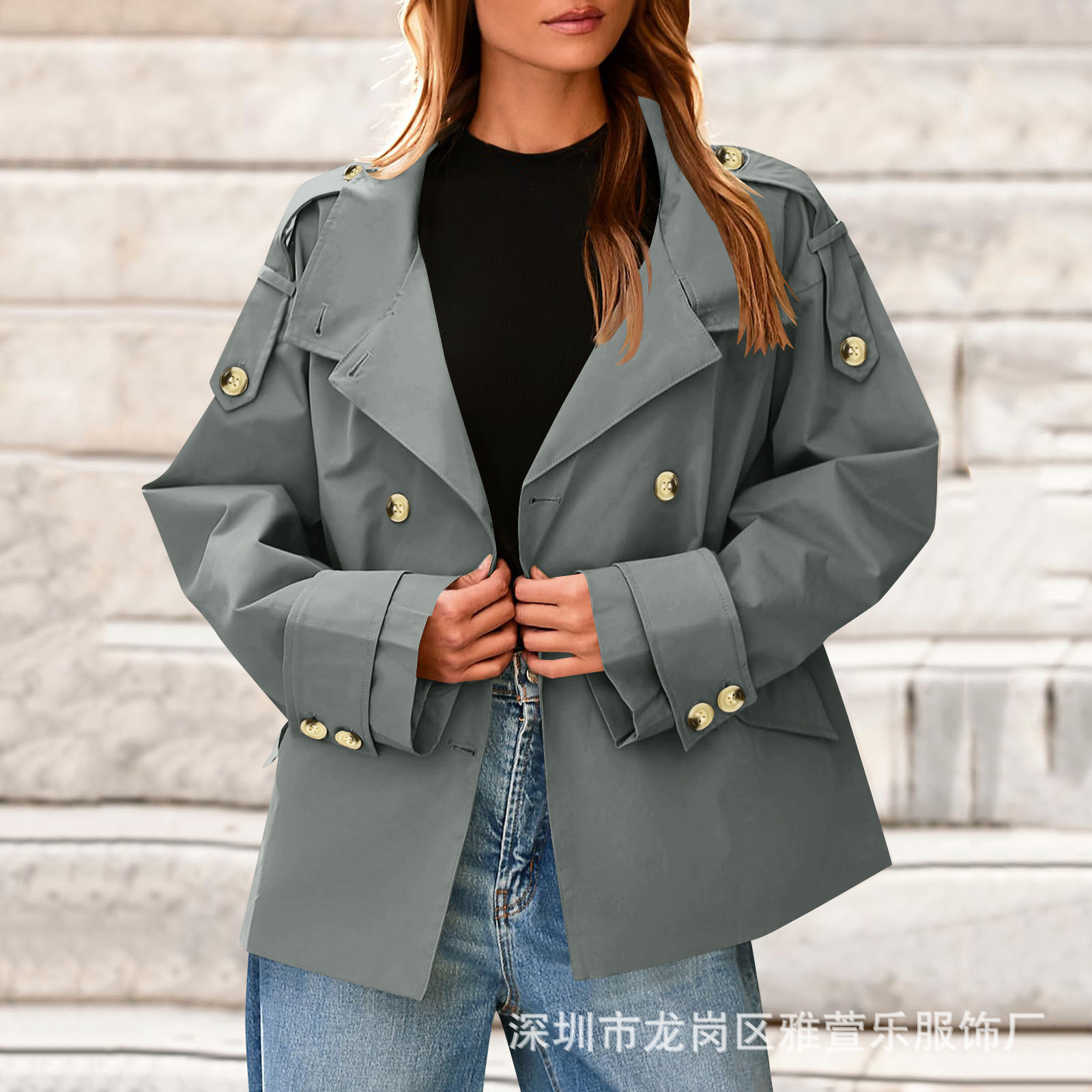 2025 Export Amazon European and American Women's Casual Long-Sleeved Lapel Windbreaker Jacket Fashion Zipper Jacket Jacket
