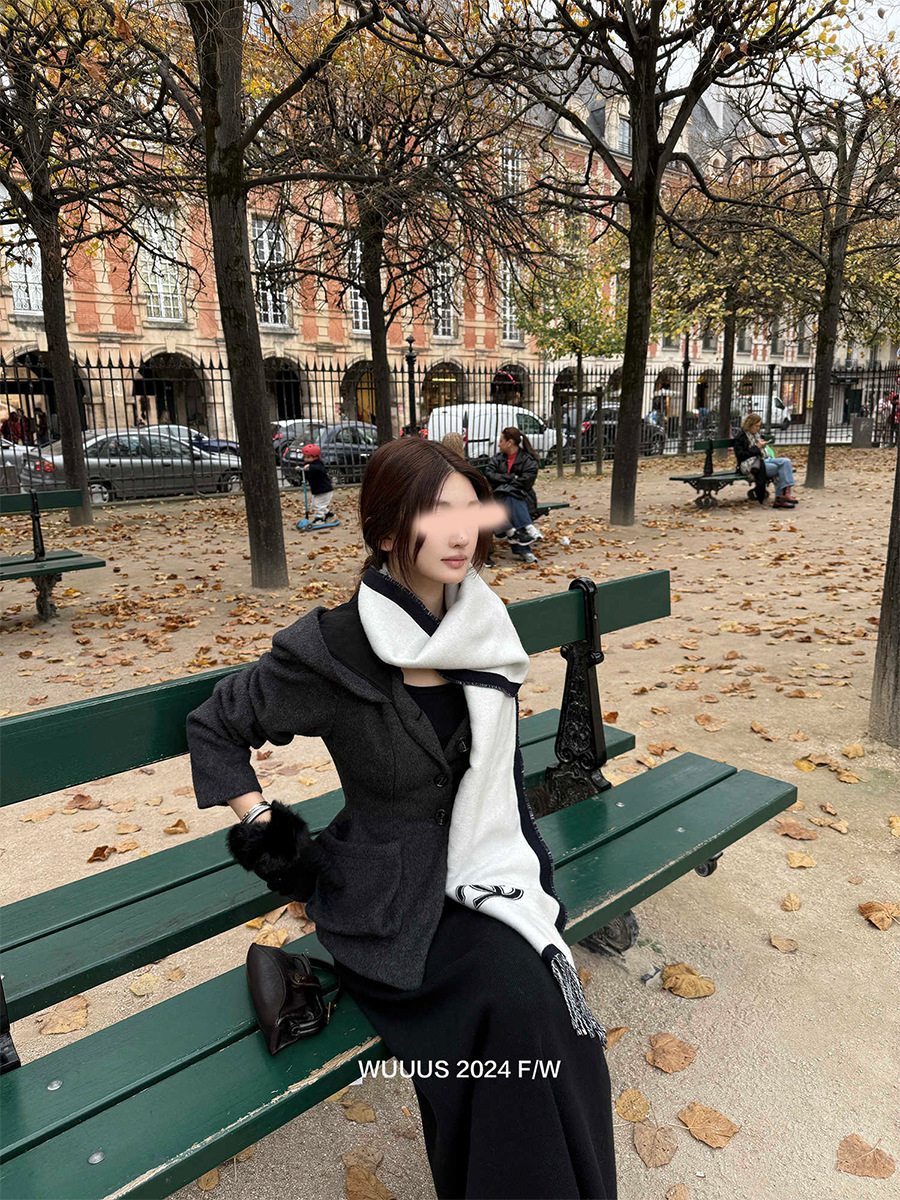 Wuuus jojo プライベートサーバーライン [魔女のポケット] ブラック ヴィンテージ ジャケット レディース フード付き ウール コート