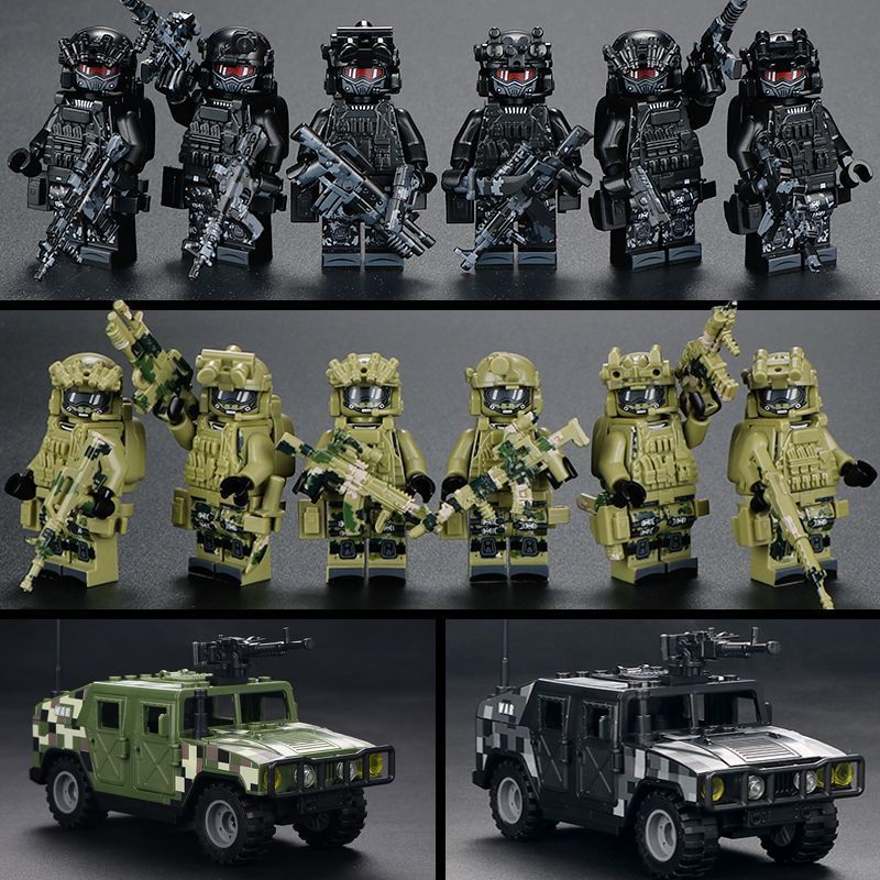 6 black panther + 6 cheetah + 2 hummer cars + bucket