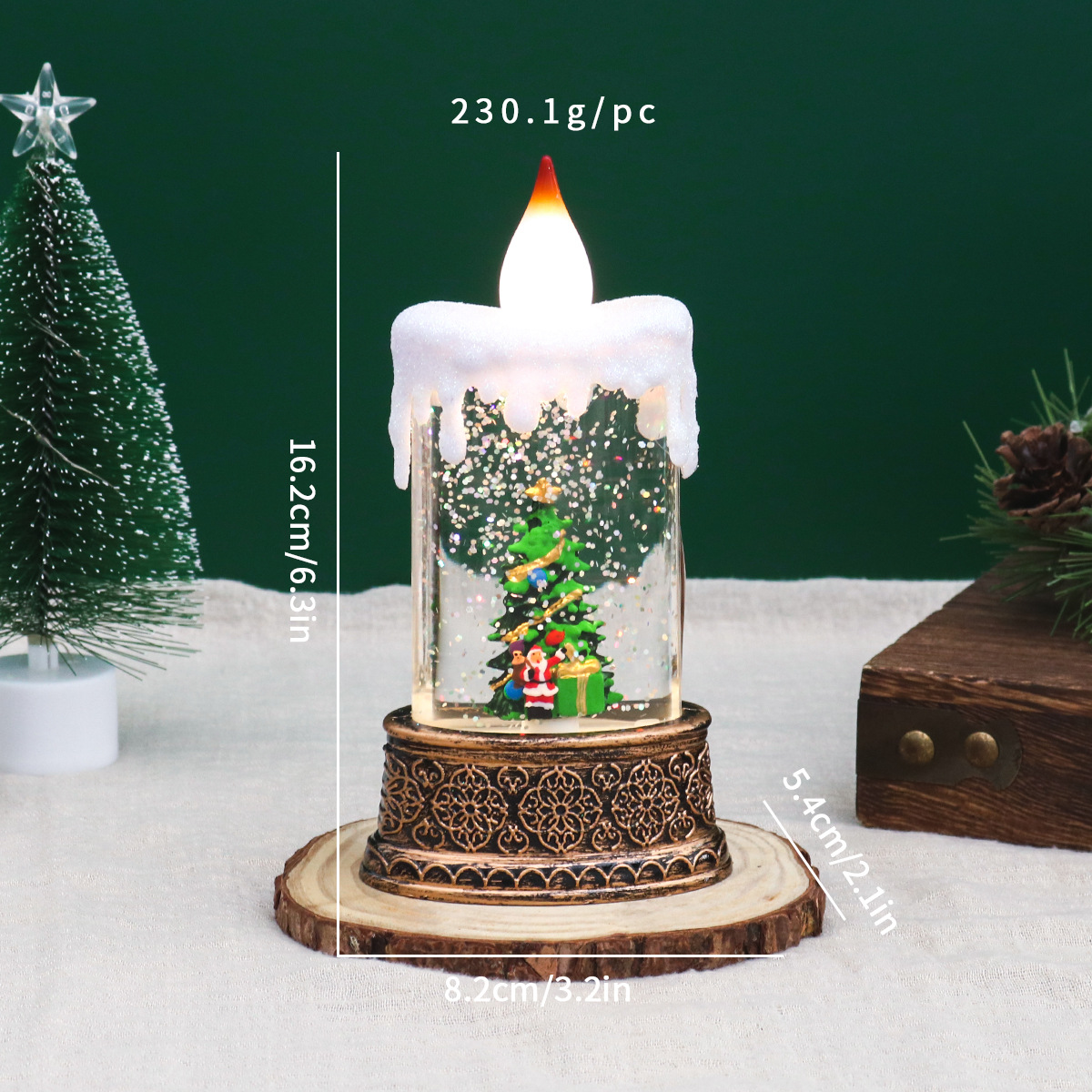 Nuevo agua de Navidad lámpara de vela luminosa lámpara de viento decoración de Santa Claus pequeño regalo de árbol de Navidad