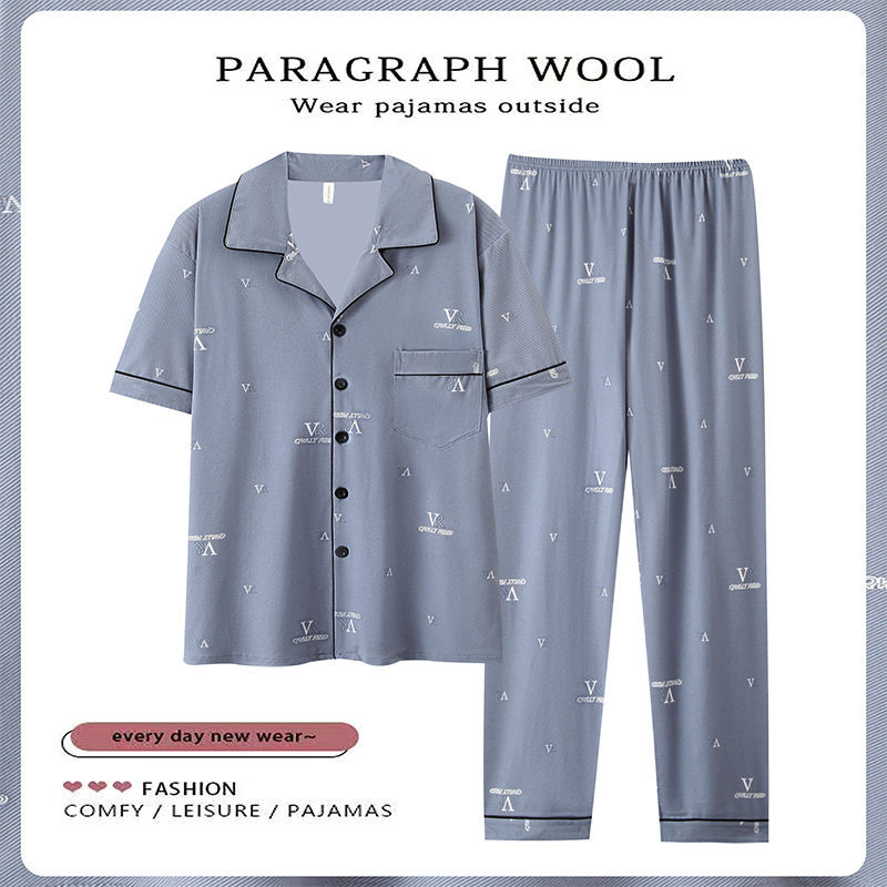 100% algodón pijamas de los hombres de verano Pantalones de manga corta de algodón de verano delgada ropa de abrigo suelta homewear traje