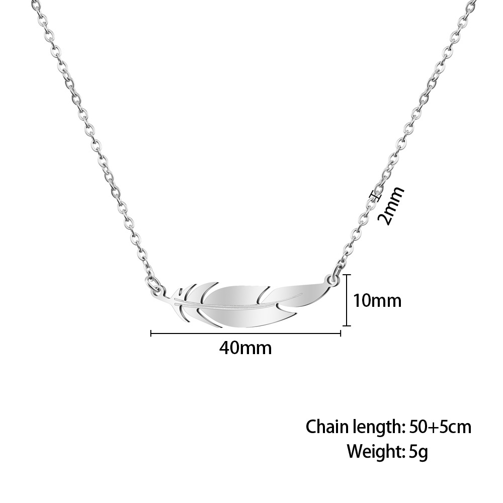 Fashion Feather Stainless Steel Necklace Plating Stainless Steel Necklaces display picture 1