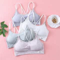 Omefen girls adolescent underwear new solid color student development stage three-stage beautiful back sports camisole