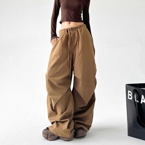 American Brown Work Trousers for Women 2025 New Spring and Autumn Loose Casual High-Waist Tapered Straight Leg Pants