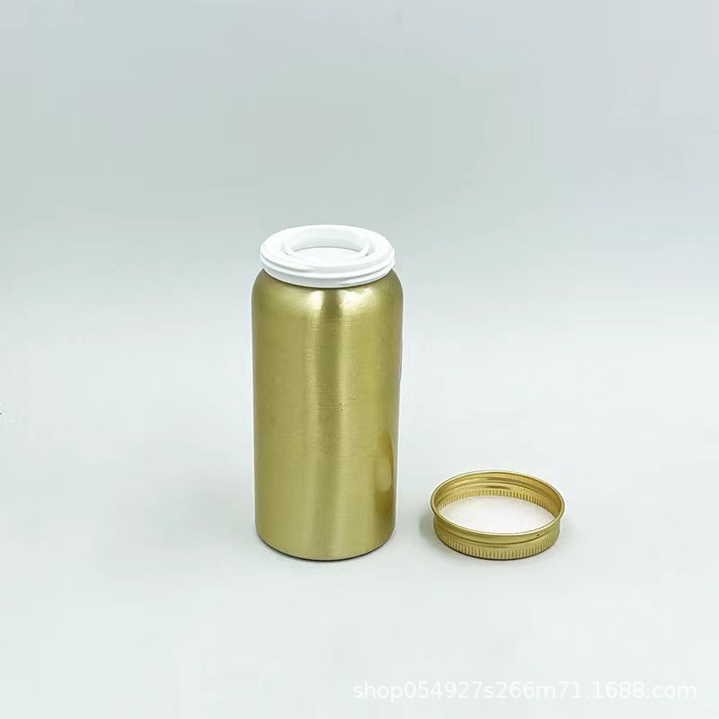 源头厂家 53*110塑料螺口易拉盖 120ml胶囊颗粒金色铝瓶