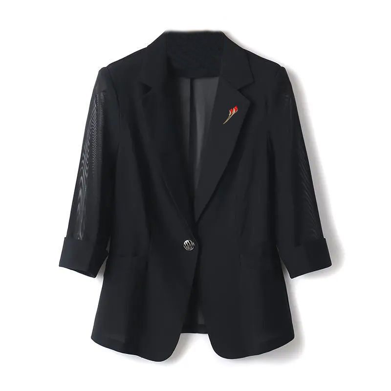 Mesh Sunscreen Blazer Jacket for Women, New Spring and Summer Fashion, Versatile, Stylish, Casual, Slim-Fit Suit Top