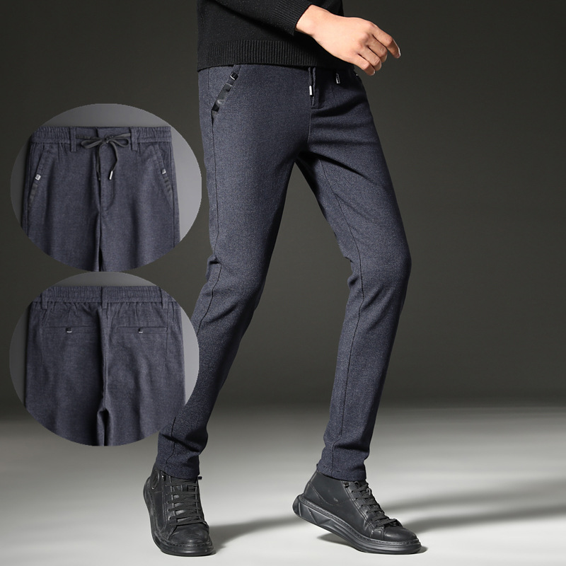 Cordón pequeño recto de primavera y otoño pantalones casuales de los hombres nuevo color sólido Simple estilo coreano de los hombres jóvenes pantalones estables