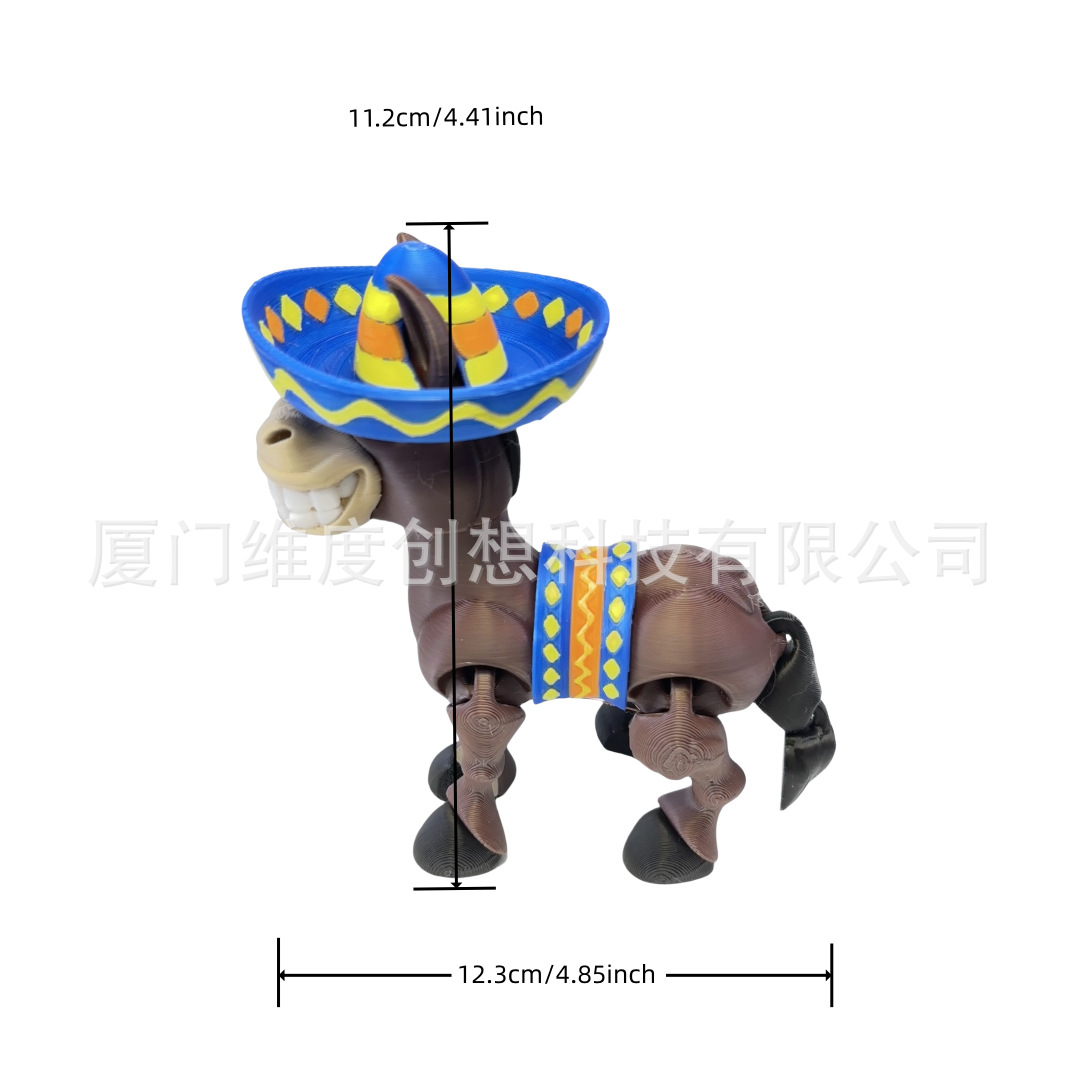 Juguetes de impresión 3D burro articulaciones móviles creativas vaqueros burro adornos de Navidad regalos de día de San Valentín vaqueros