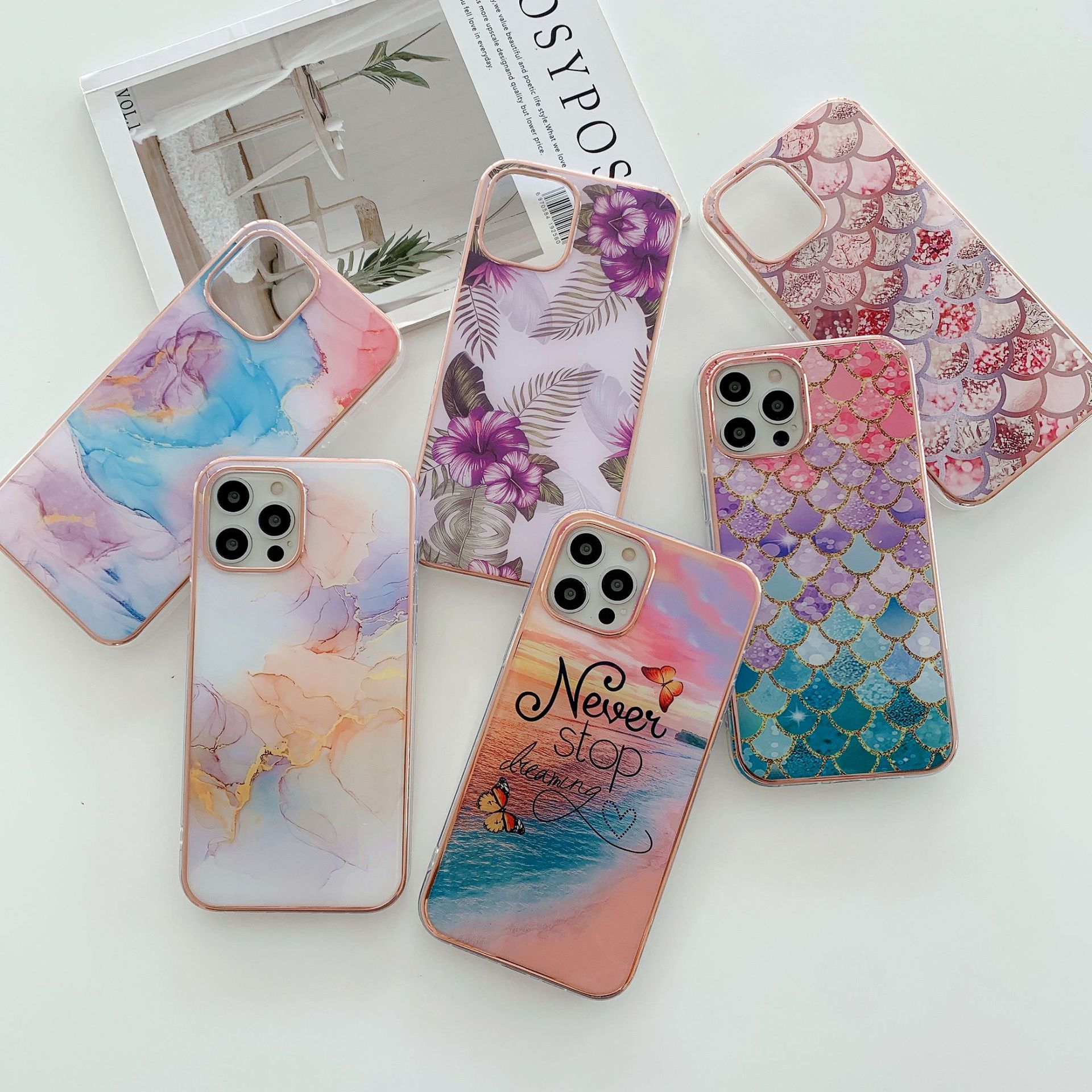 Bunte Marmor Handyhülle Für Iphone 15 Pro Und Galaxy S24 Ultra_voghion.com