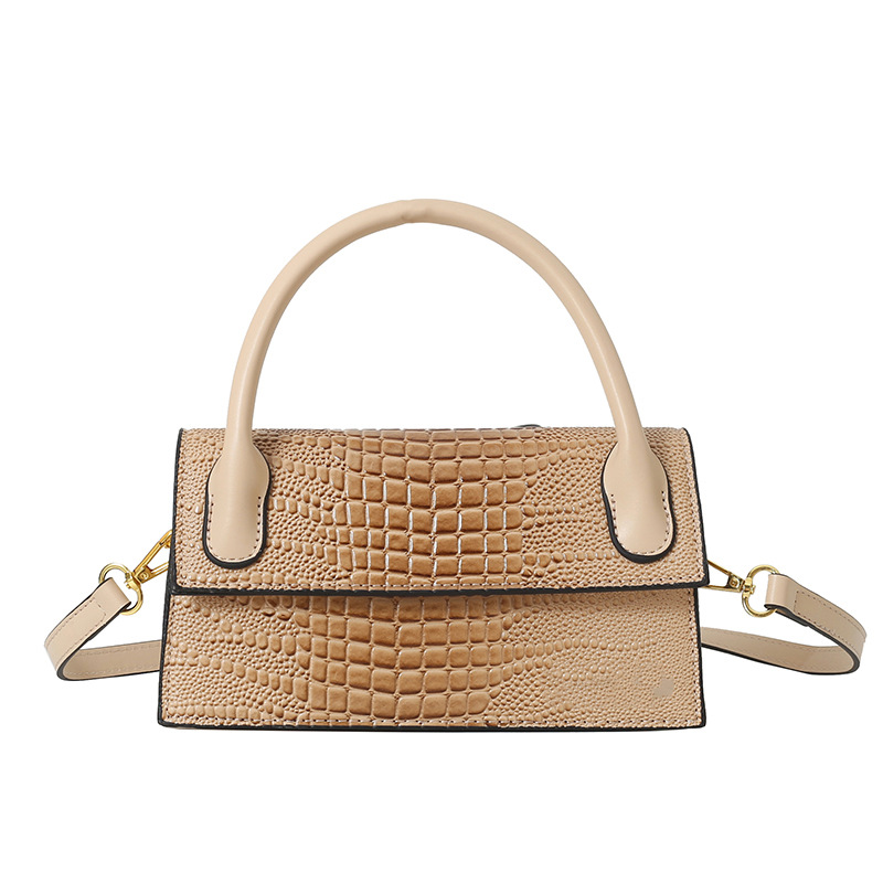 2024 bolso cuadrado pequeño, sentimiento transfronterizo de alta gama, estilo de nicho, bolso de mujer con letras extranjeras, bandolera con patrón de cocodrilo