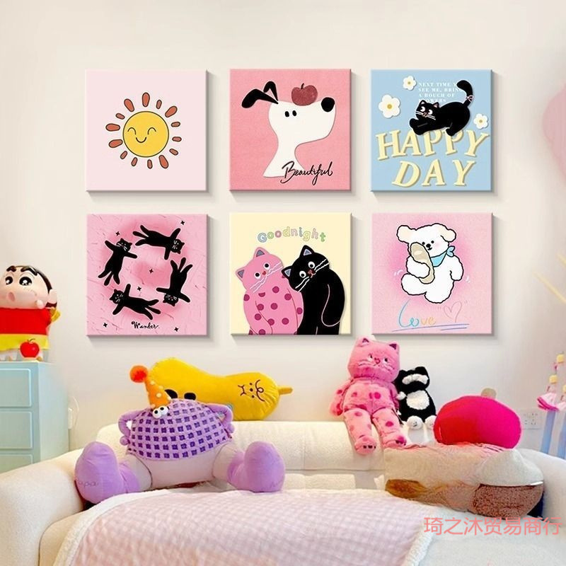 Amazon Cross-Border Dopamine Interesting Wall Decoration Painting Ins Niche Art Painting Bedroom Poster Canvas Painting Core